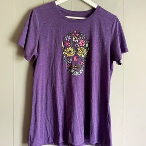 Way to Celebrate Halloween Dia de Los Muertos Candy Skull Graphic Tee L